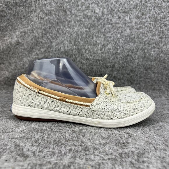 ✅Womens 8 Keds Ortholite Canvas Boat Shoes Beige Rope Laces Casual Comfort Sneak - Picture 8 of 14